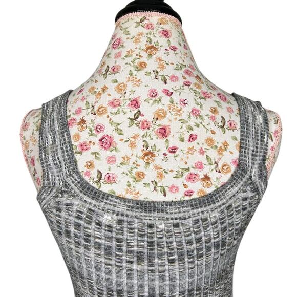 Moda International Ribbed Knit Scoop Neck Gray Tank Bodycon Midi Dress Medium - Picture 3 of 6